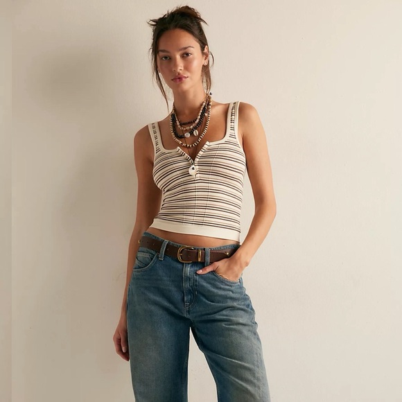 Free People Simply Soft Stripe Tank NWT Size M/L Intimately Cami Top - Picture 4 of 8